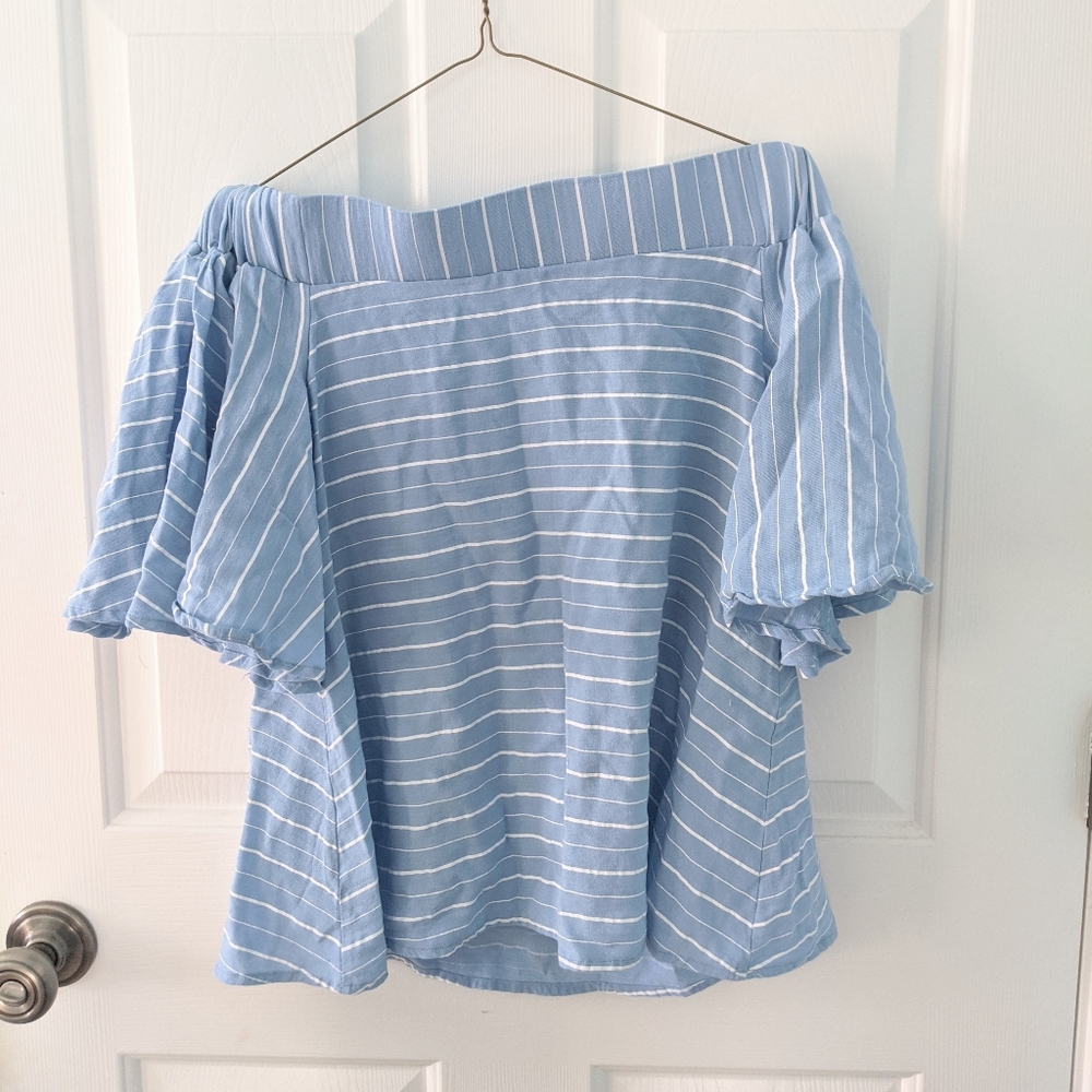 Off the Shoulder Striped Blouse